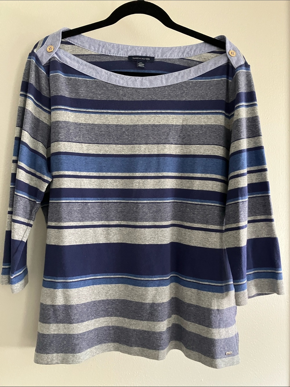 Tommy Hilfiger XXL striped 3/4 sleeve cotton top